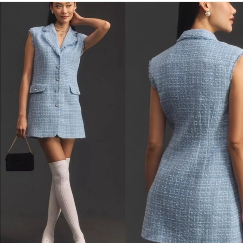Women's Anthropologie Maeve Tweed Blue Dress - Picture 4 of 6